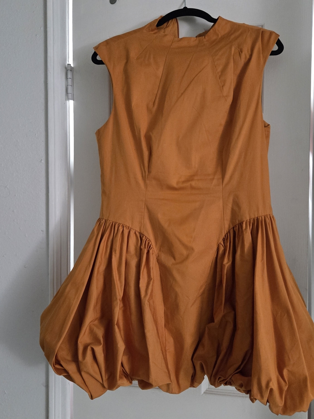 Women's Orange Balloon Hem Mini Dress - Picture 4 of 6